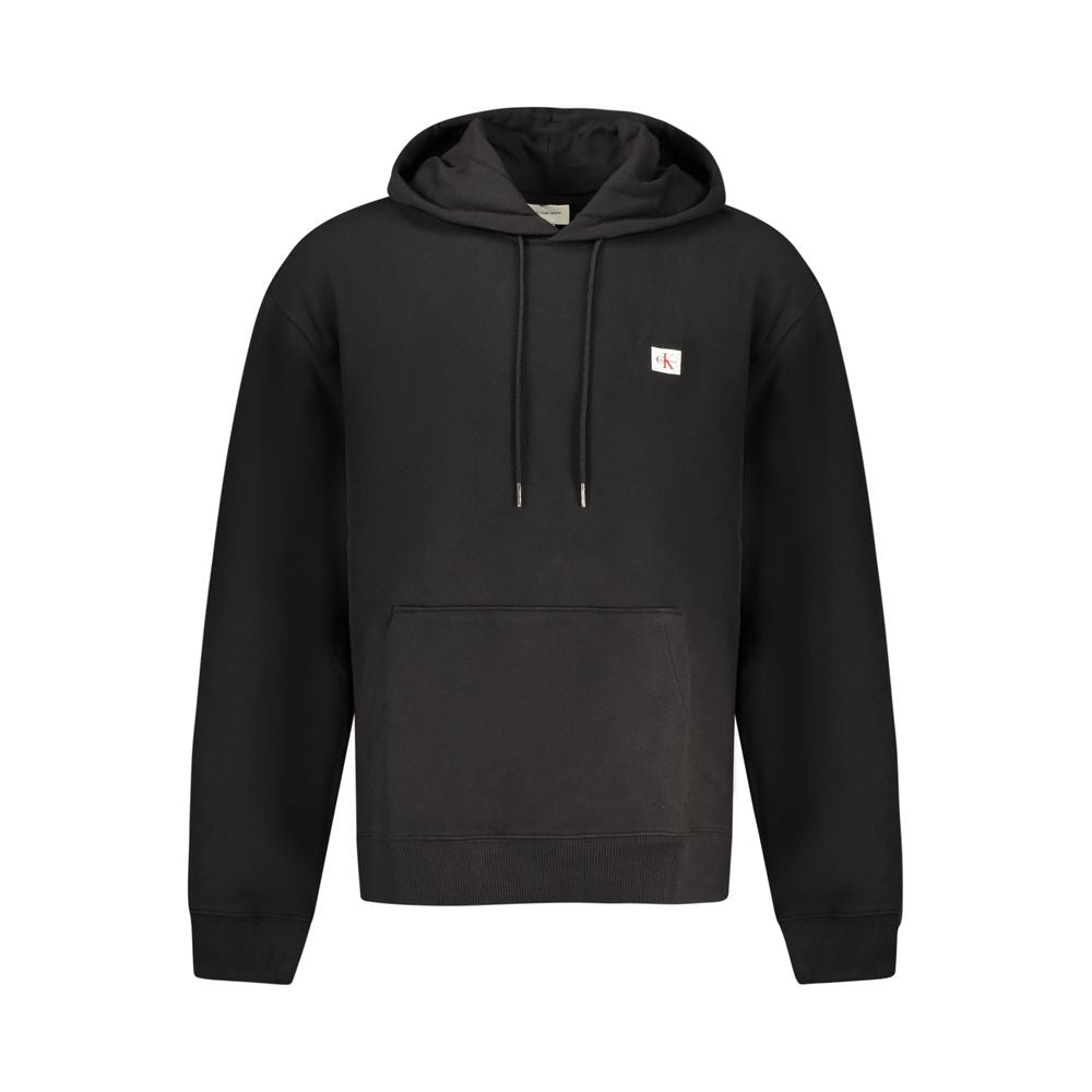Sweat à capuche noir pour homme de Calvin Klein en coton, vue de face avec logo discret.