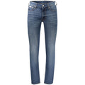 Jeans homme en coton bleu de la marque Calvin Klein, coupe classique avec poches avant et arrière.