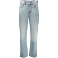 Jeans pour femmes Calvin Klein Azzurro en coton, coupe ajustée, denim bleu clair, détails classiques et couture soignée.