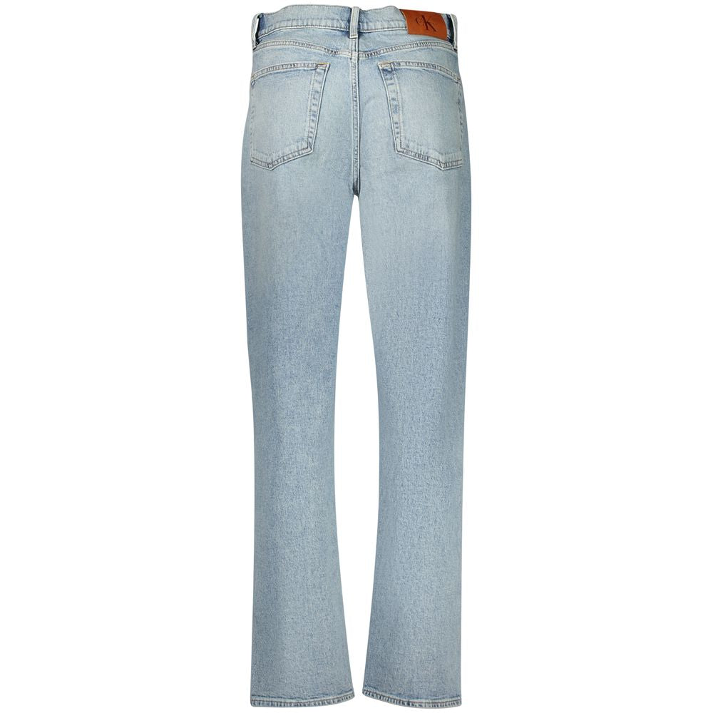 Jeans pour femmes Calvin Klein Azzurro en coton, coupe ajustée, couleur bleue claire, détails classiques et couture soignée.