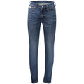 Jeans pour hommes Calvin Klein Blu Cotton, coupe classique, denim bleu, détails de couture et braguette à fermeture éclair.