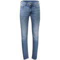 Jean slim-taper Calvin Klein Blu Cotton pour homme, coupe ajustée et tissu en coton bleu, visible sur l'image.