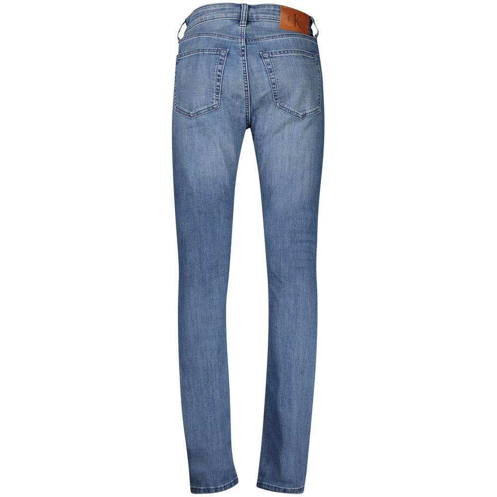 Jeans slim-taper Calvin Klein Blu en coton pour homme, coupe ajustée et moderne, visible sur l'image.