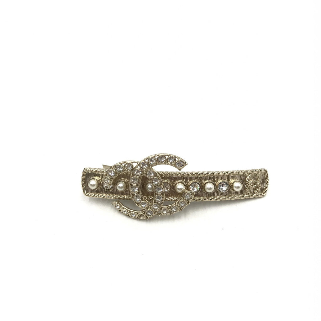 Chanel Crystal Pearl CC Hair Clip