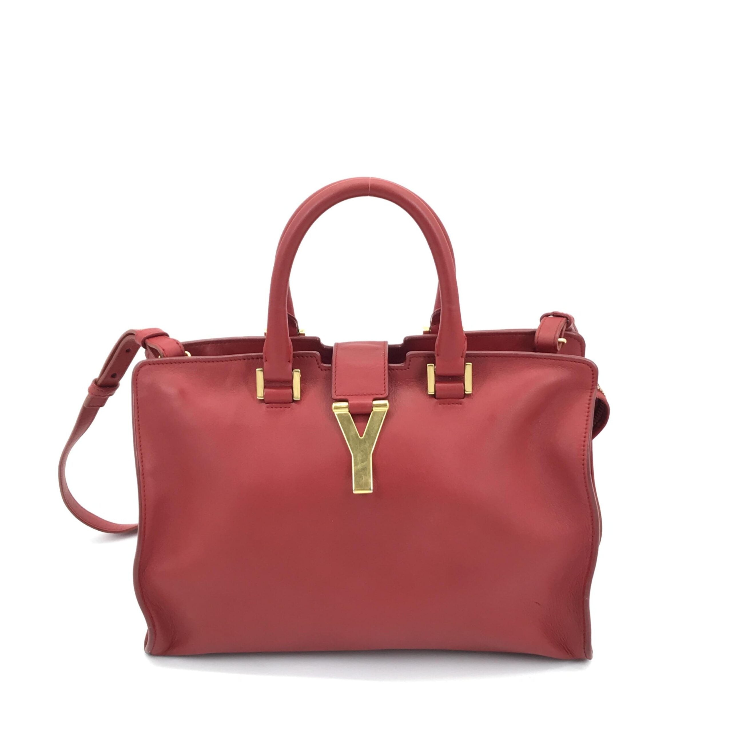 Sac à main en cuir Saint Laurent avec logo Y, élégant et sophistiqué, avec détails en cuir noir et finition raffinée.