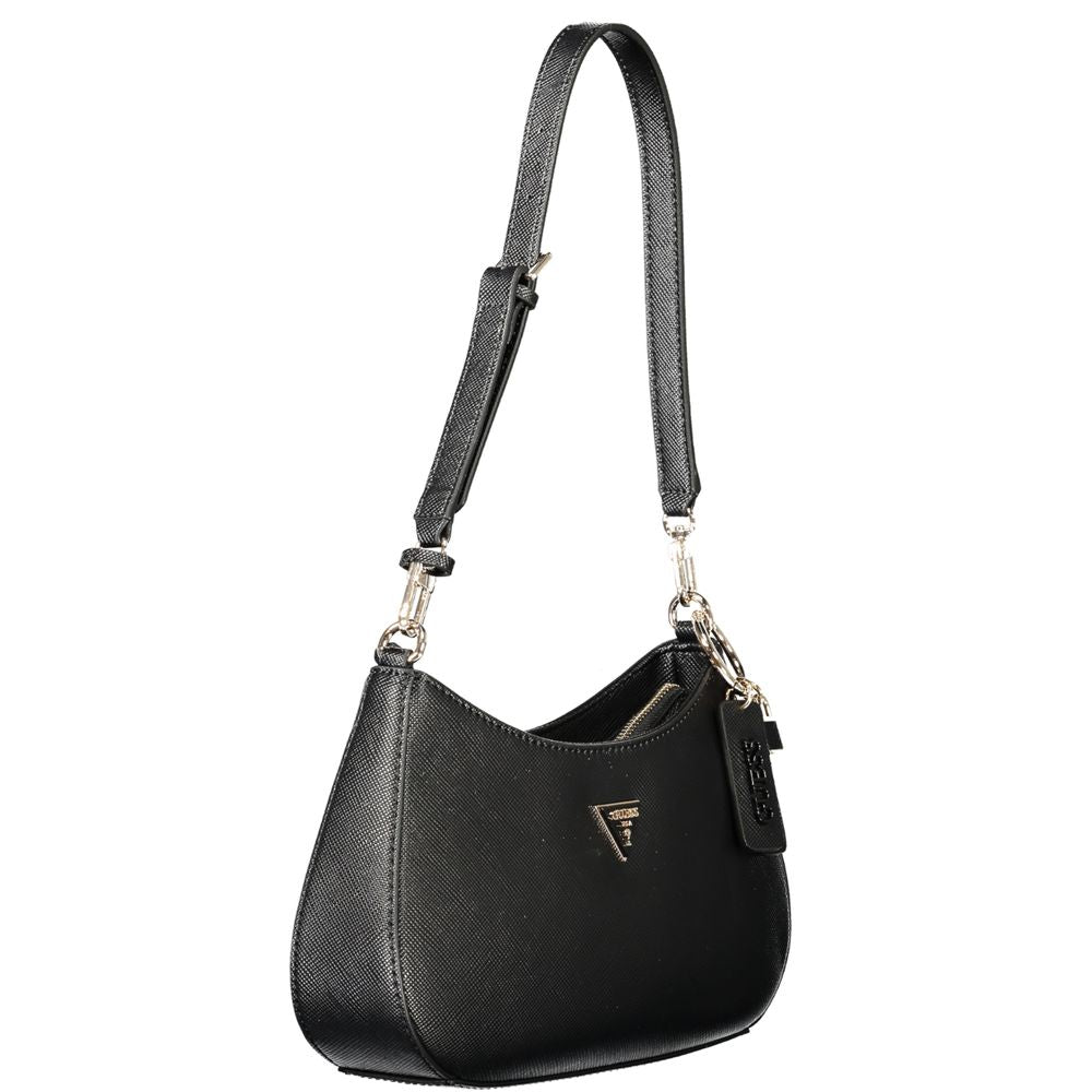 Sac à main Guess Jeans pour femmes en polyester noir, élégant et pratique avec design moderne.