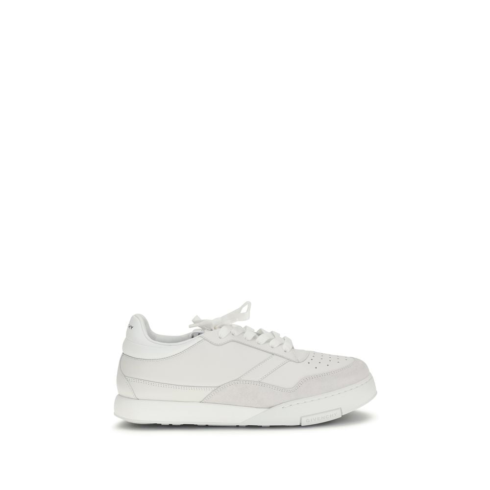 Chaussures basses Givenchy Bos Taurus en cuir de veau blanc, sneakers élégants pour homme avec design moderne.