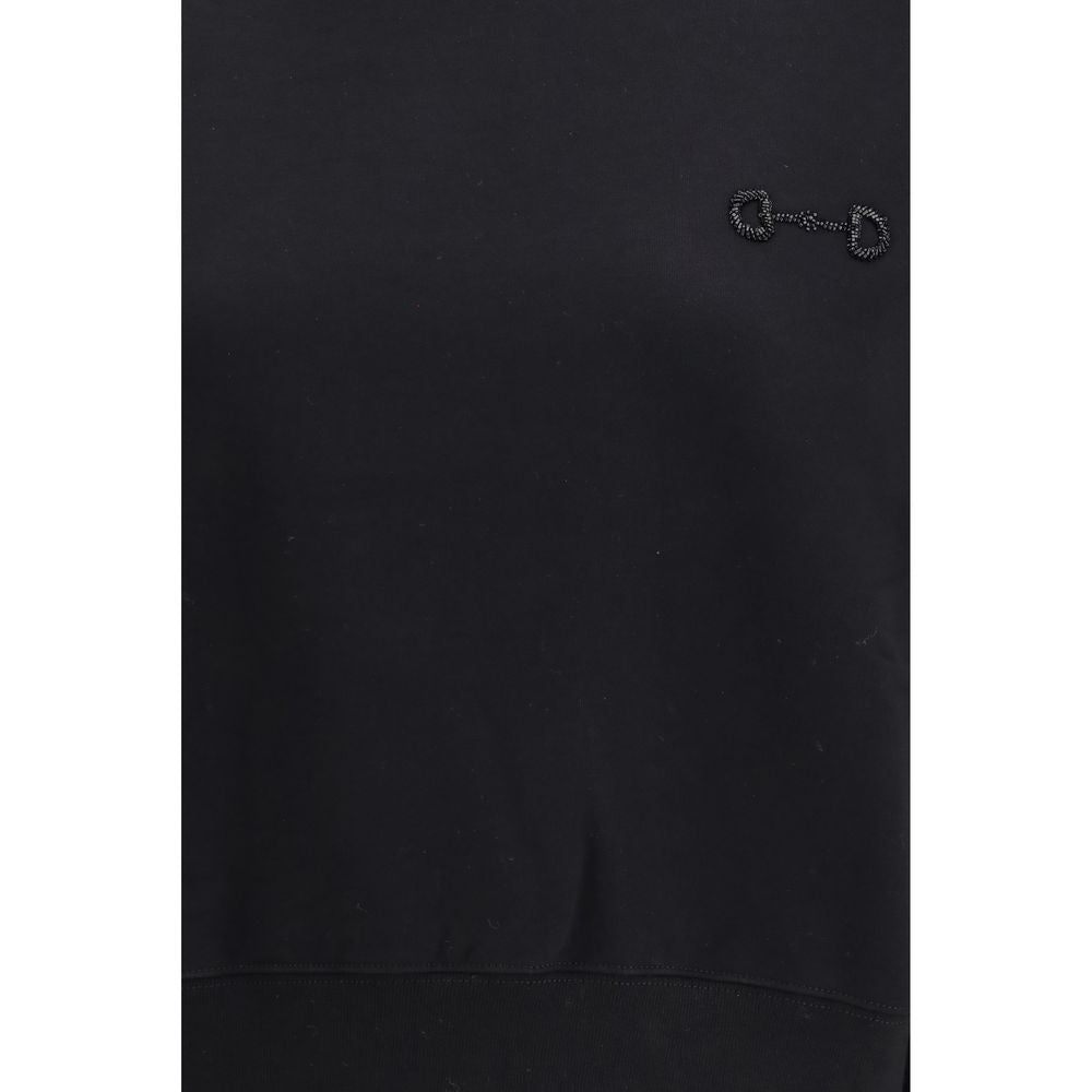 Sweat-shirt en coton noir de Gucci, vêtement décontracté avec logo Gucci visible sur le devant.