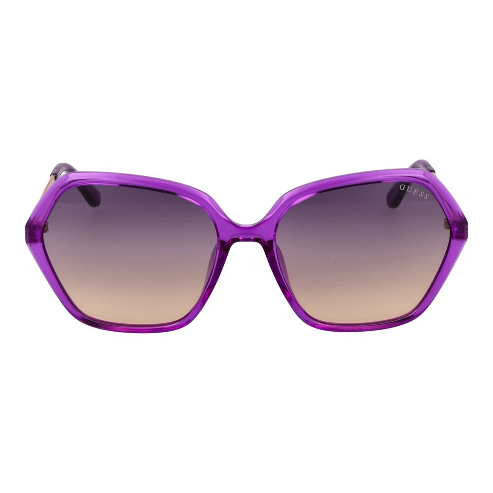 Lunettes de soleil en plastique violet Guess, monture élégante et moderne, avec verres teintés, pour un style tendance et coloré.