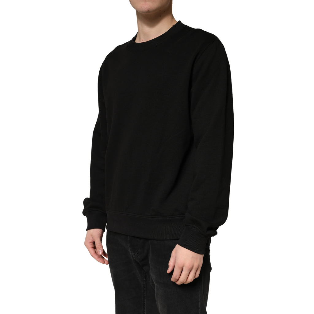Sweat-shirt Dolce & Gabbana en coton noir avec col rond, style décontracté et élégant.