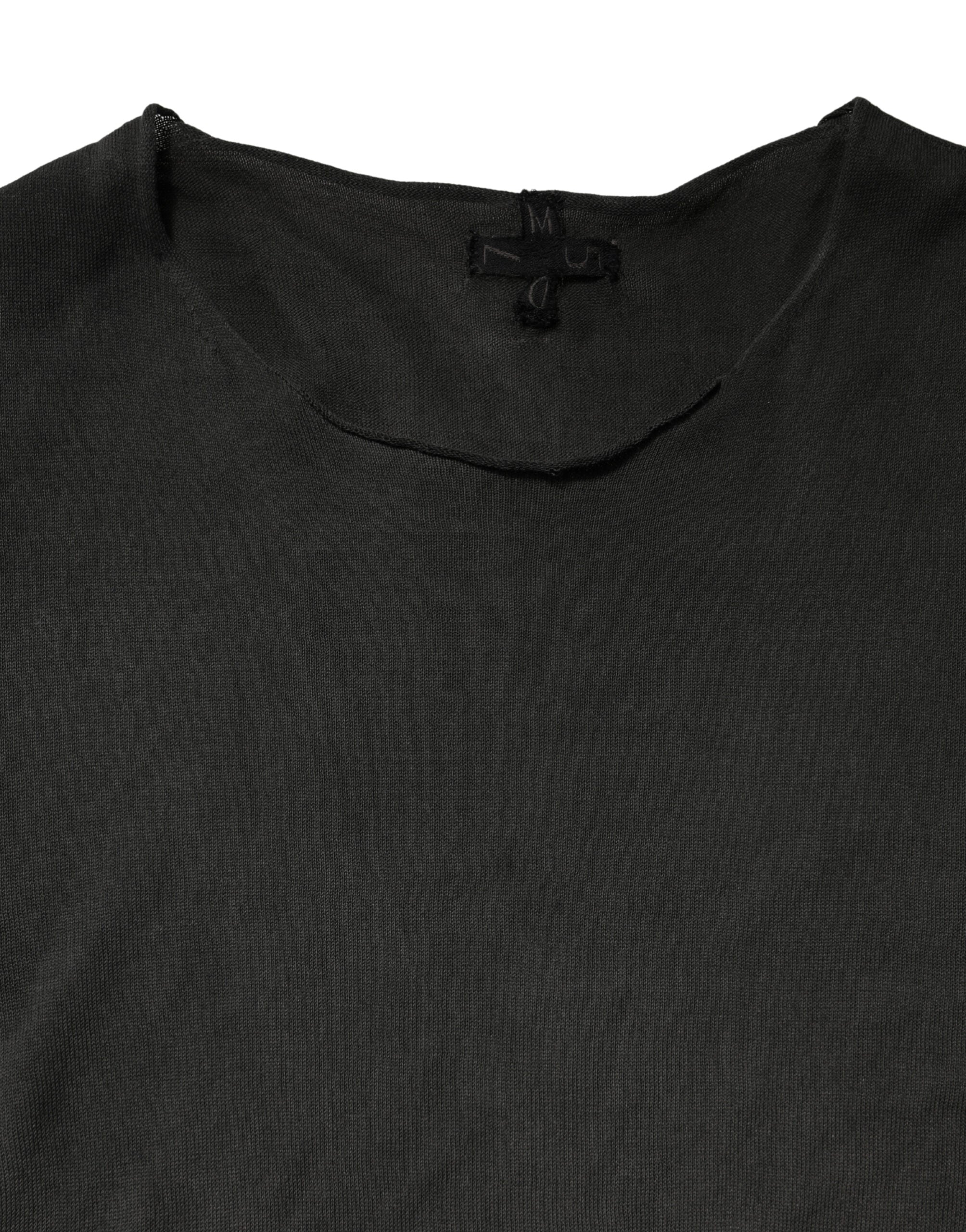 Pull Dolce & Gabbana en coton noir à col ras du cou, style sweatshirt décontracté et élégant, visible en image.