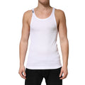 T-shirt sans manches Dolce & Gabbana en coton blanc à rayures, coupe ajustée et col rond, tissu côtelé.