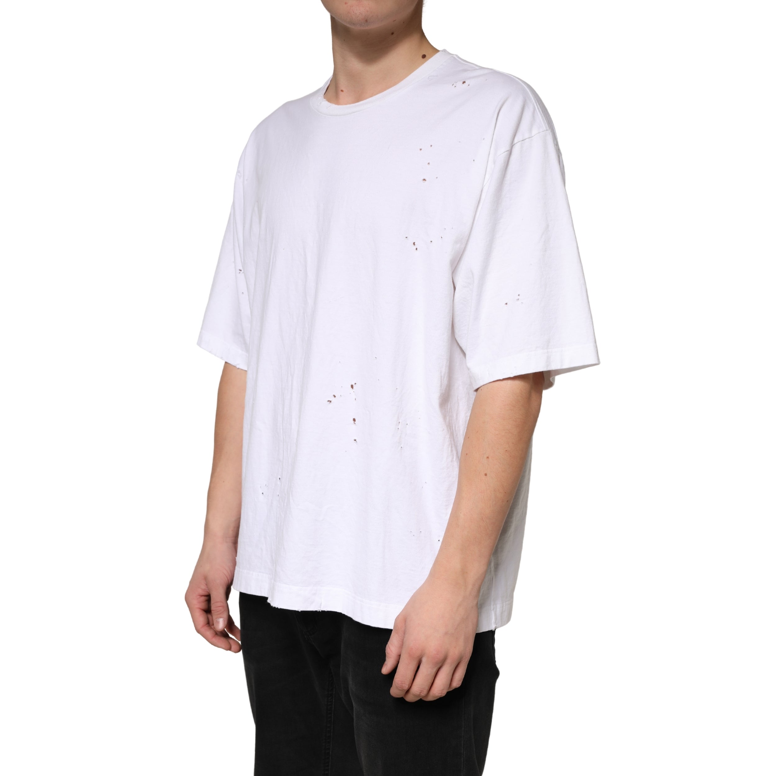 T-shirt blanc en coton à col rond et manches courtes de Dolce & Gabbana, vue de face.