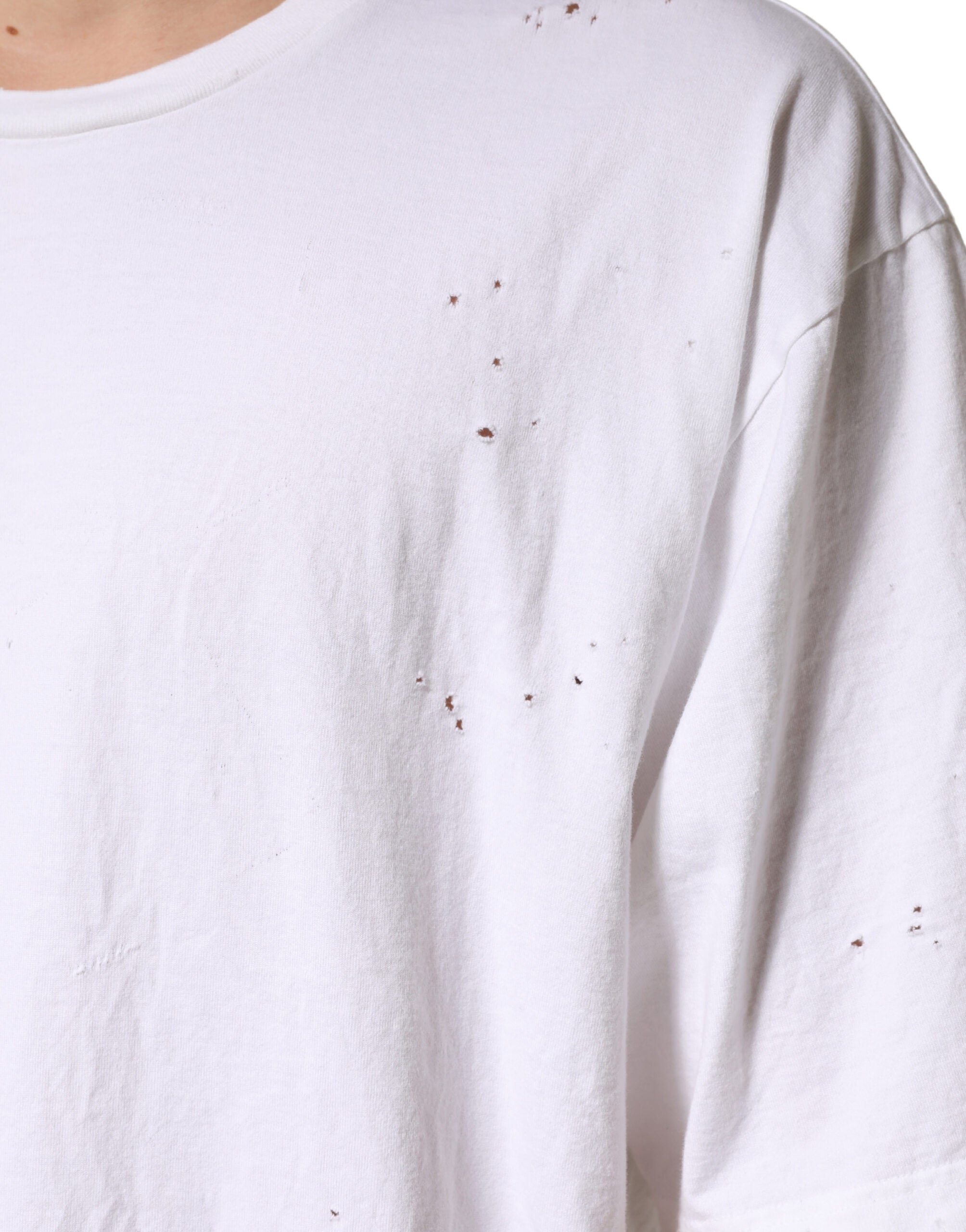 T-shirt blanc en coton à col rond et manches courtes de Dolce & Gabbana, vue de face.