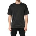 T-shirt noir en coton à col rond et manches courtes de Dolce & Gabbana, vue de face.
