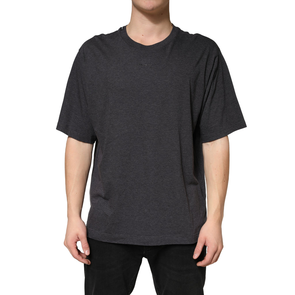 T-shirt à manches courtes en coton gris foncé de Dolce & Gabbana, col rond, style décontracté.