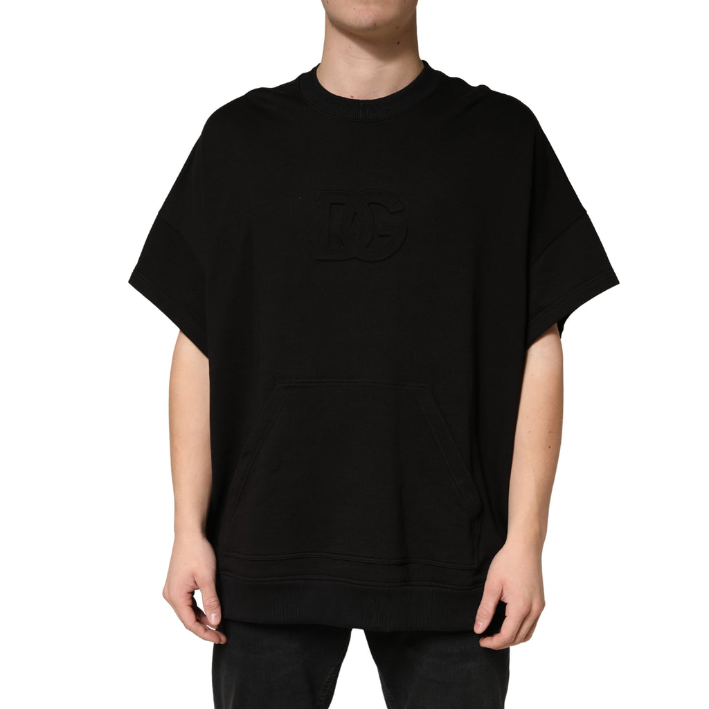 T-shirt à manches courtes en coton noir de Dolce & Gabbana, col ras du cou, style décontracté et élégant.