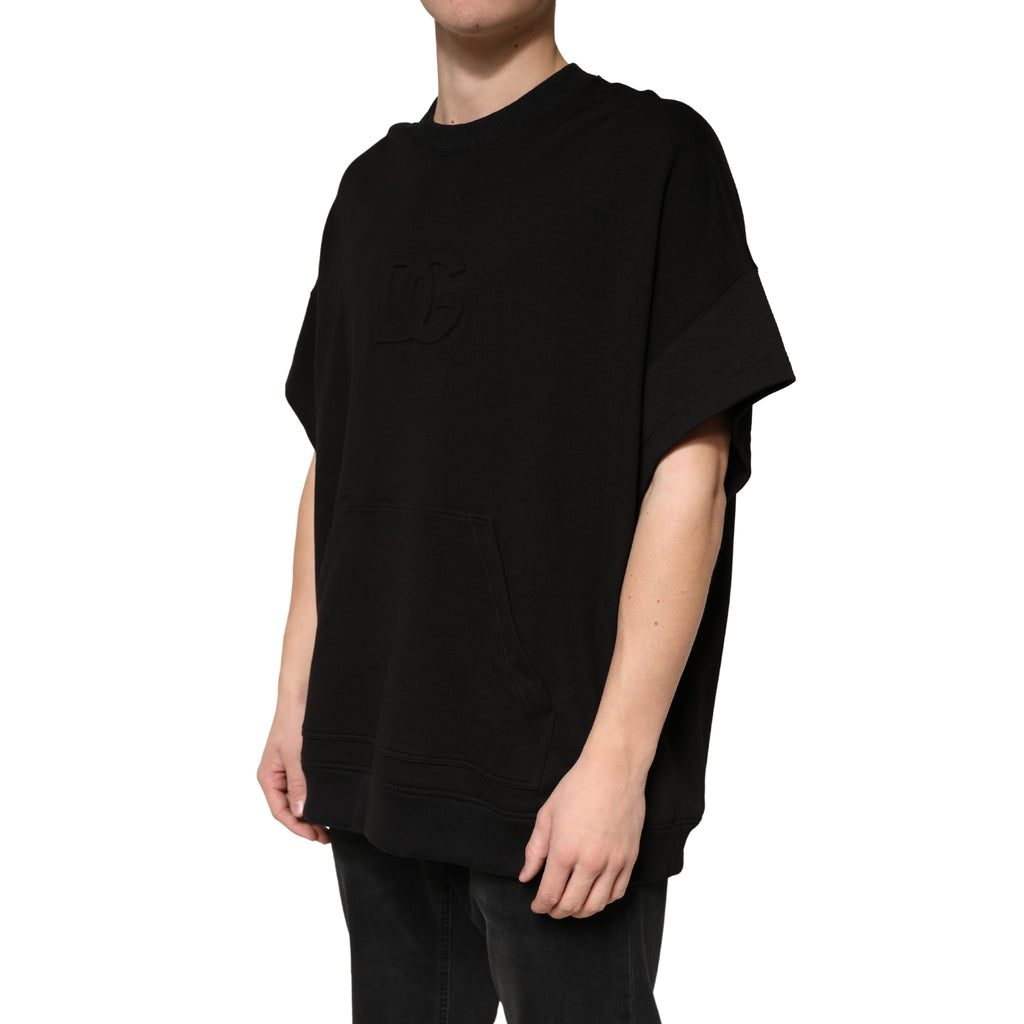 T-shirt noir en coton à col rond et manches courtes de Dolce & Gabbana, style décontracté et élégant.