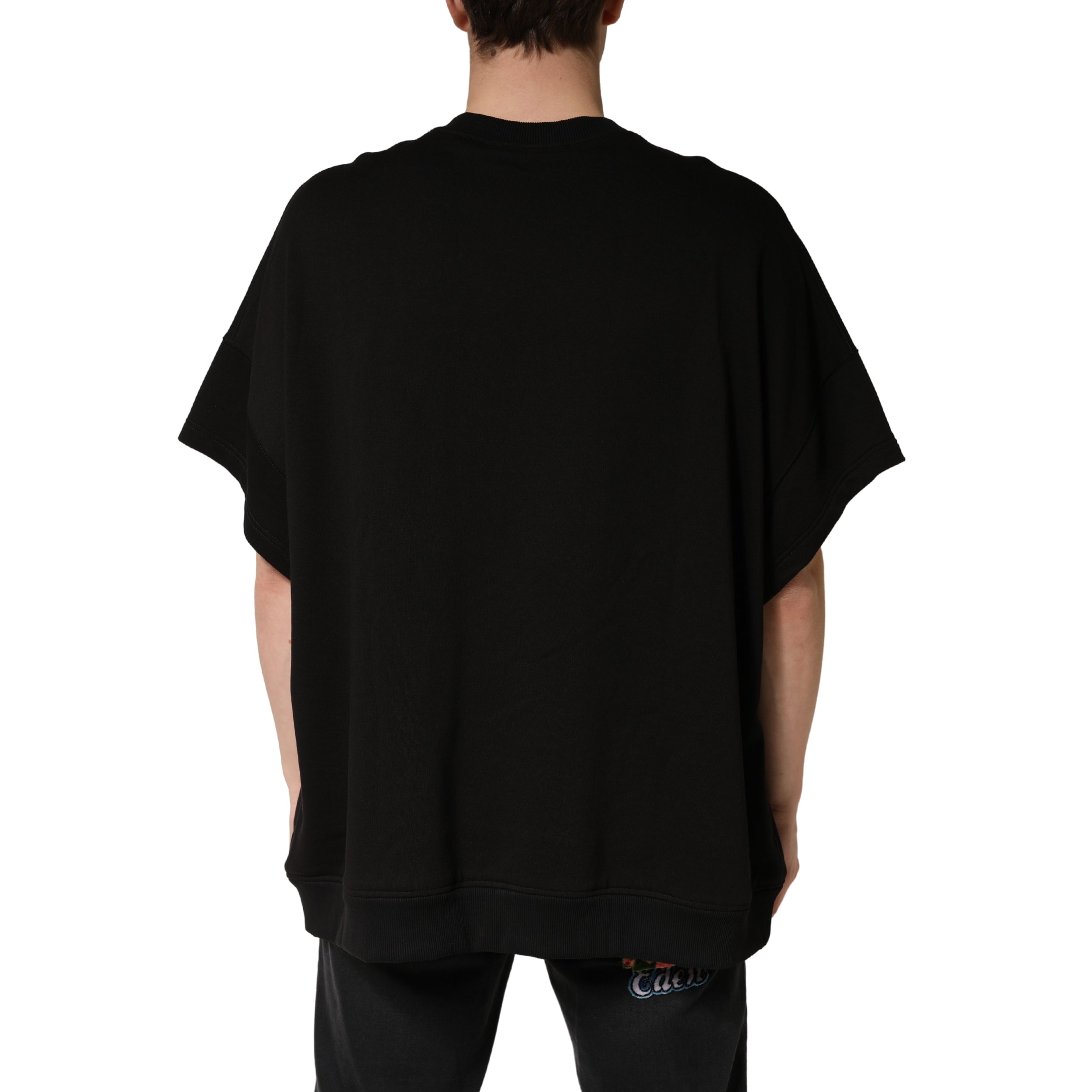 T-shirt homme en coton noir Dolce & Gabbana avec col rond et manches courtes, mode élégante et confortable.