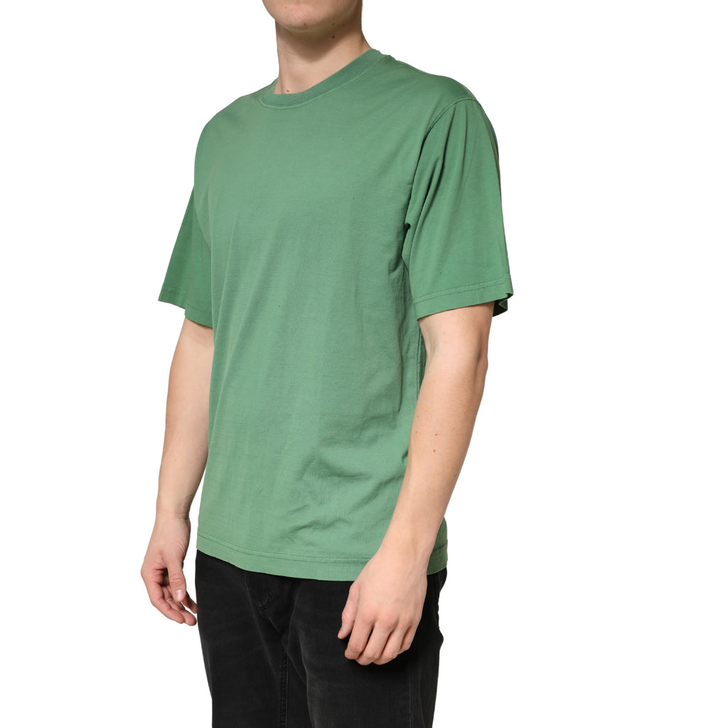 T-shirt à manches courtes en coton vert clair de Dolce & Gabbana, col rond, mode élégante et décontractée.