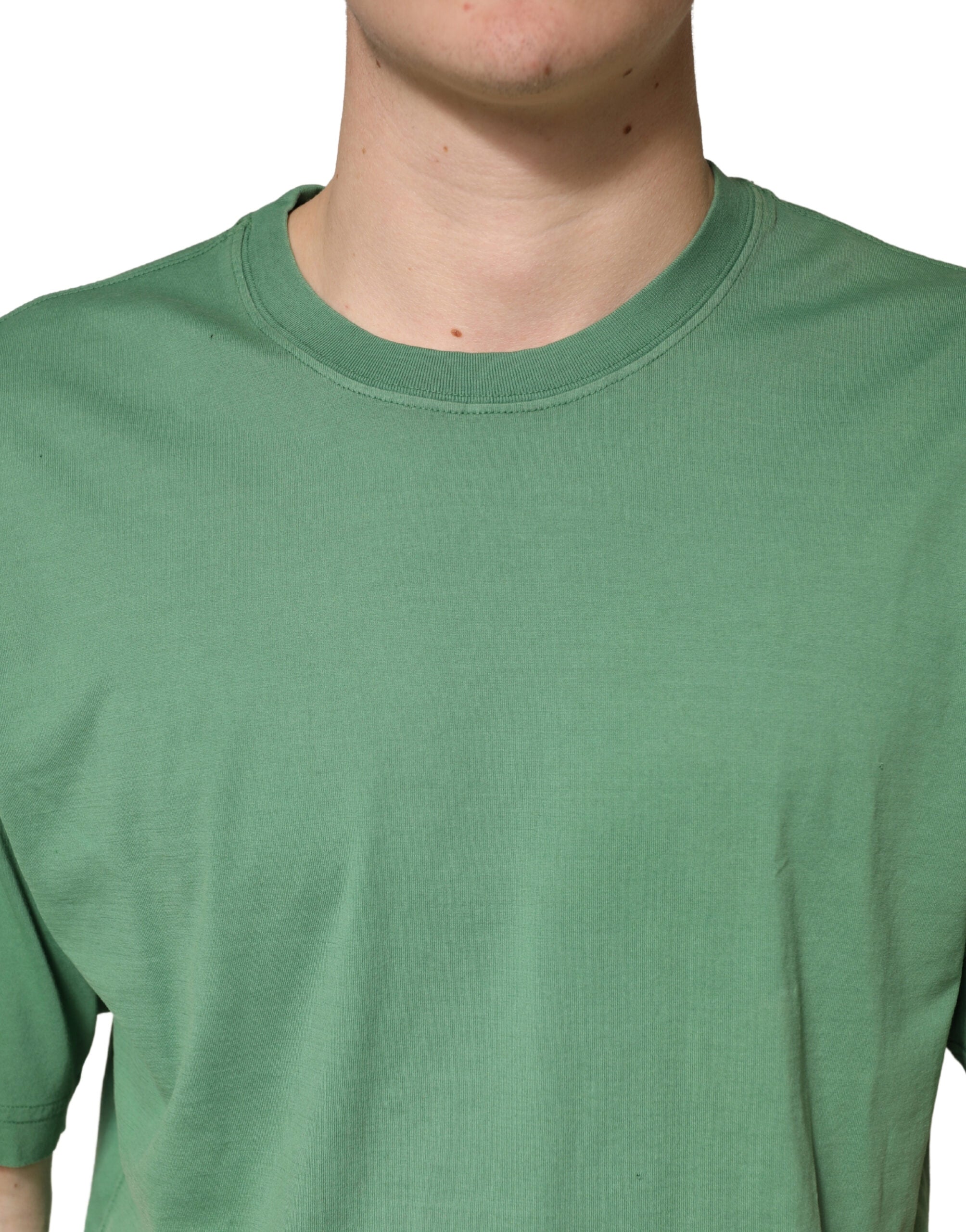 T-shirt à manches courtes en coton LightGreen de Dolce & Gabbana, col rond, style casual et élégant.