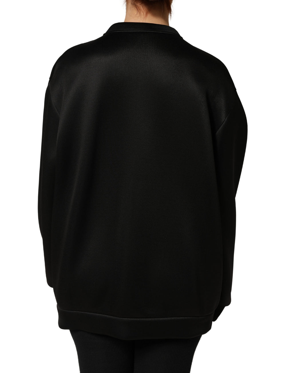 Sweat-shirt noir Dolce & Gabbana avec logo orné de cristaux, look élégant et sophistiqué, en tissu doux et confortable.