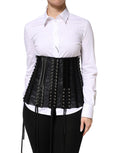 Corset bustier noir Dolce & Gabbana avec laçage à la taille, en dentelle élégante, visible sur cette image.