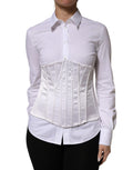 Corset bustier en polyamide blanc de Dolce & Gabbana, ceinture cintrée élégante pour un style sophistiqué.