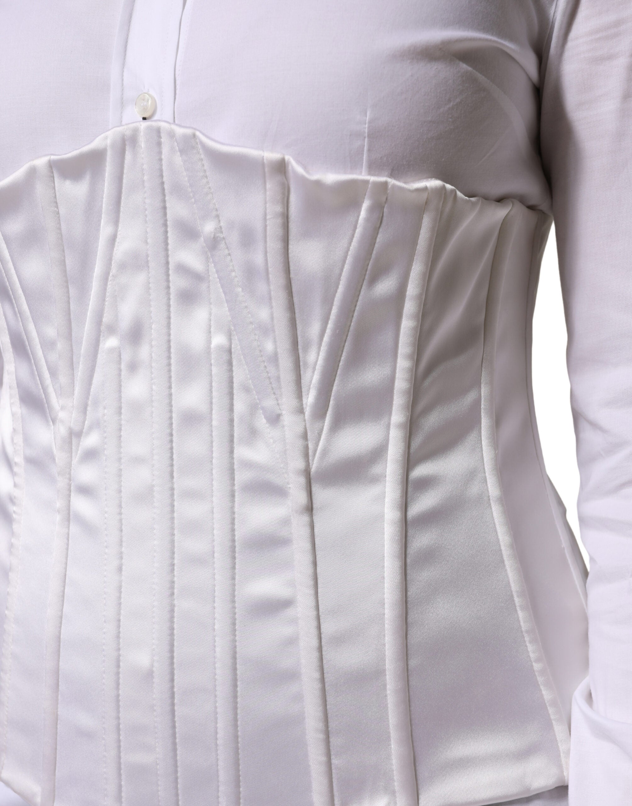 Corset bustier blanc en polyamide de Dolce & Gabbana, ceinture cintrée élégante pour femme.