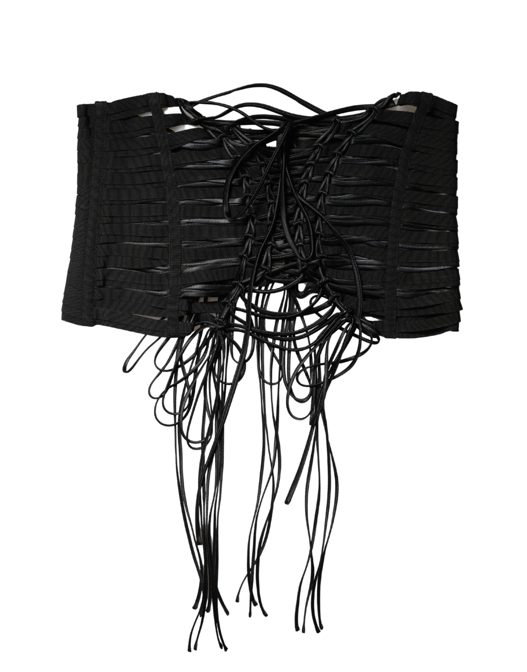 Corset noir en polyester de Dolce & Gabbana avec laçage à la taille, ajusté et élégant, pour un look sophistiqué.