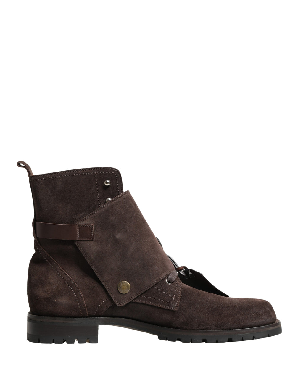 Chaussures Dolce & Gabbana en cuir suédé marron avec boucle à la cheville, bottines élégantes pour femmes.
