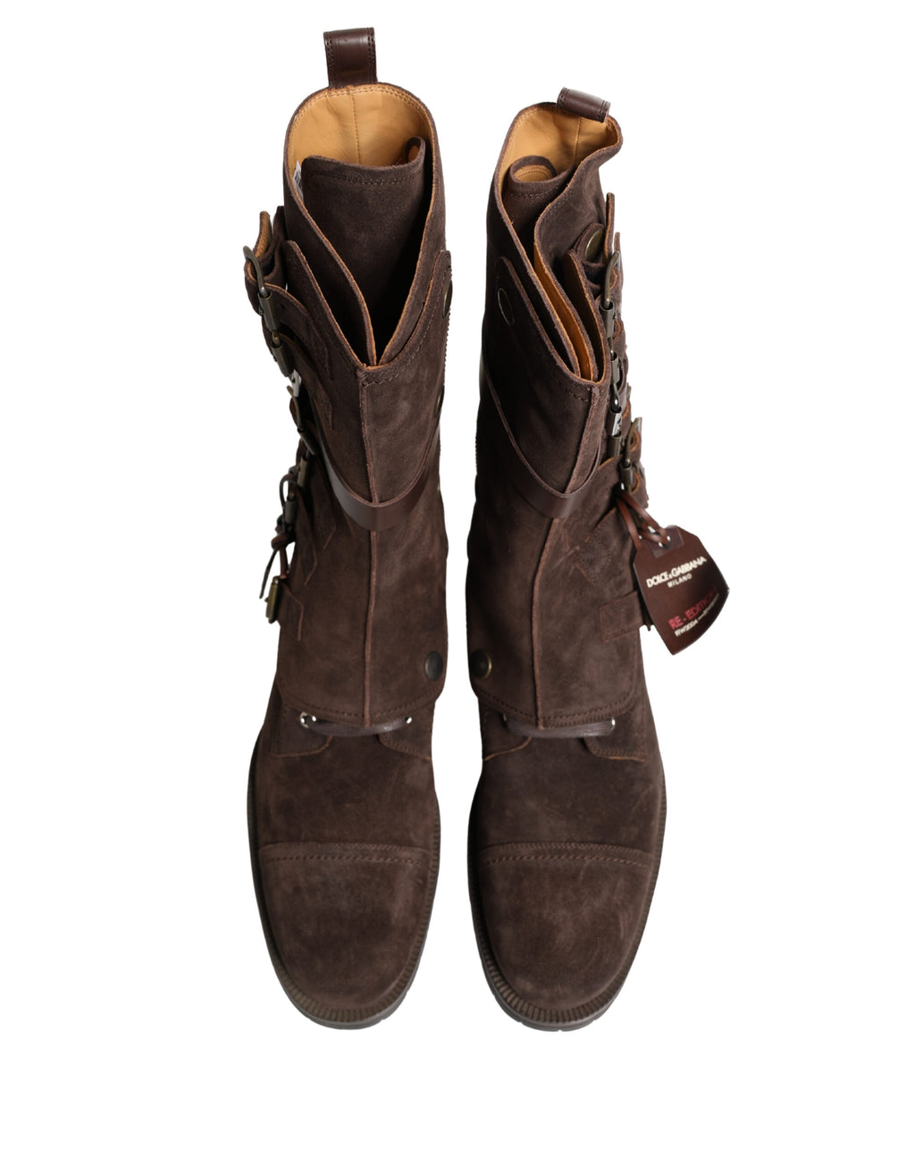 Bottes d'anckle en cuir suédé marron de combat Dolce & Gabbana, chaussures élégantes et tendance pour femme.