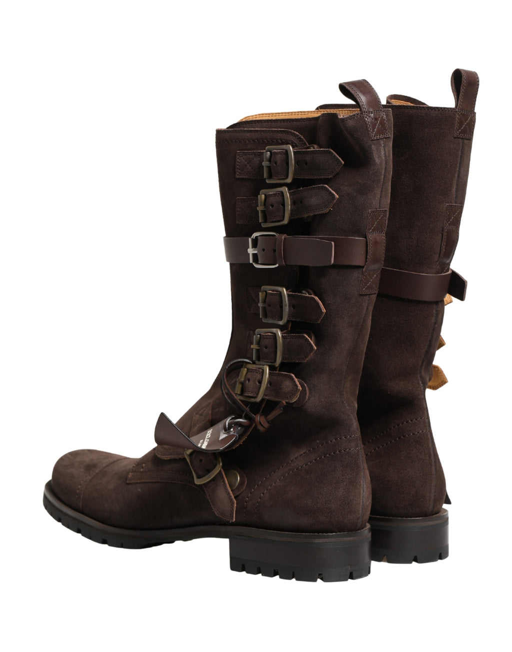 Bottes de combat en daim marron pour ankle de Dolce & Gabbana, chaussures en cuir élégantes et tendance.