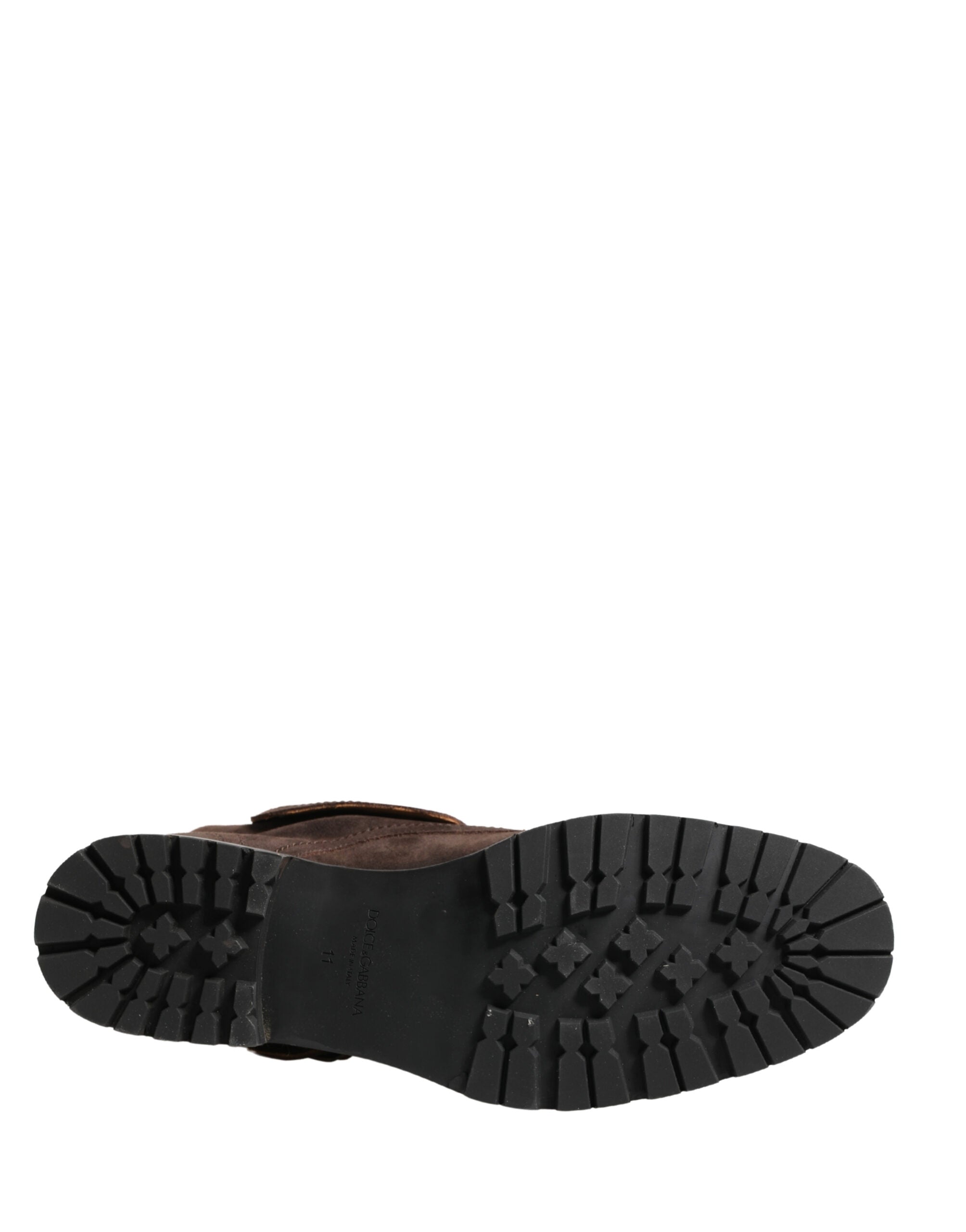 Bottes d'Ankle en daim marron de combat Dolce & Gabbana, chaussures en cuir avec semelle robuste et détails élégants.