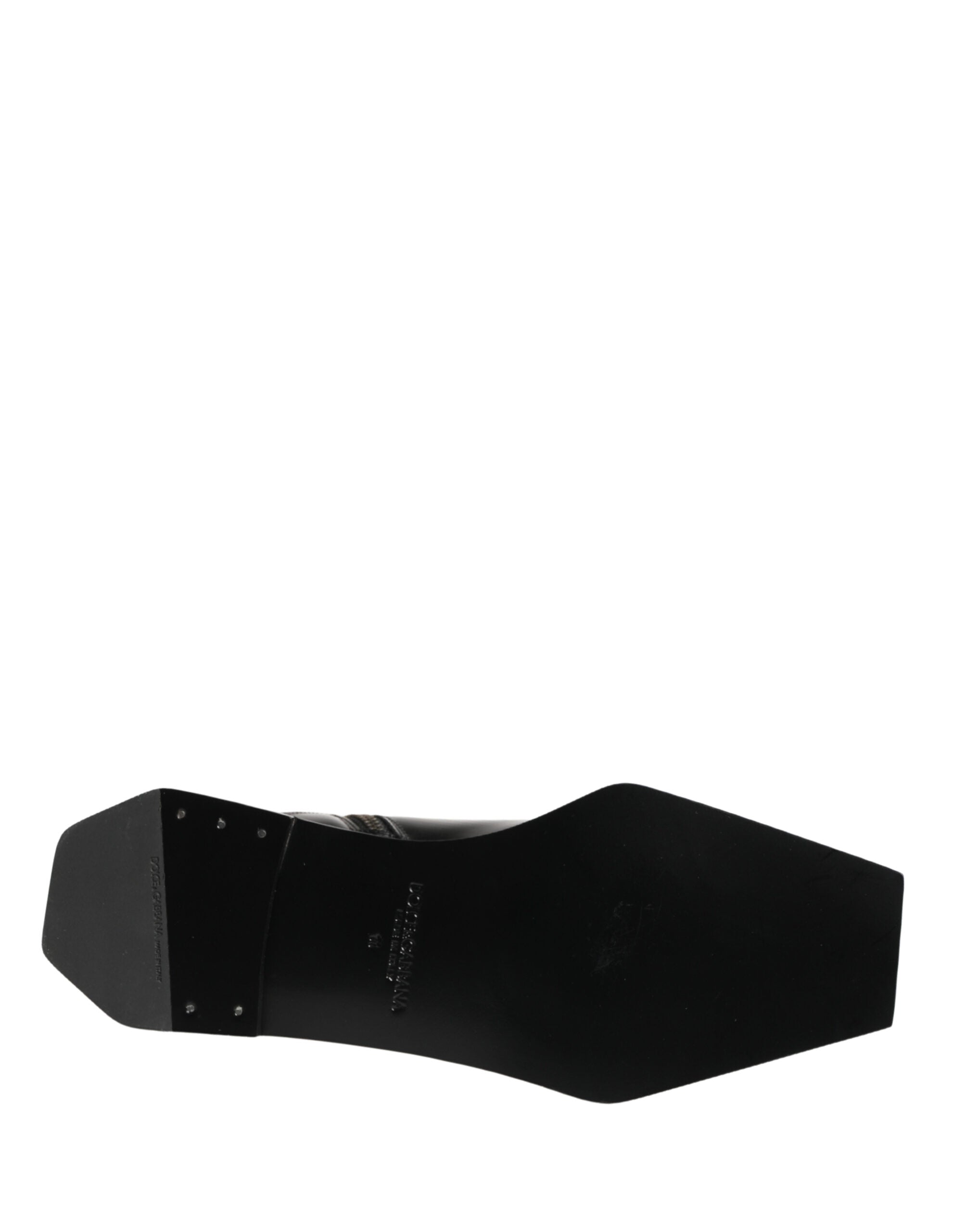 Bottes ankle en cuir noir Dolce & Gabbana avec fermeture éclair, style élégant et moderne.