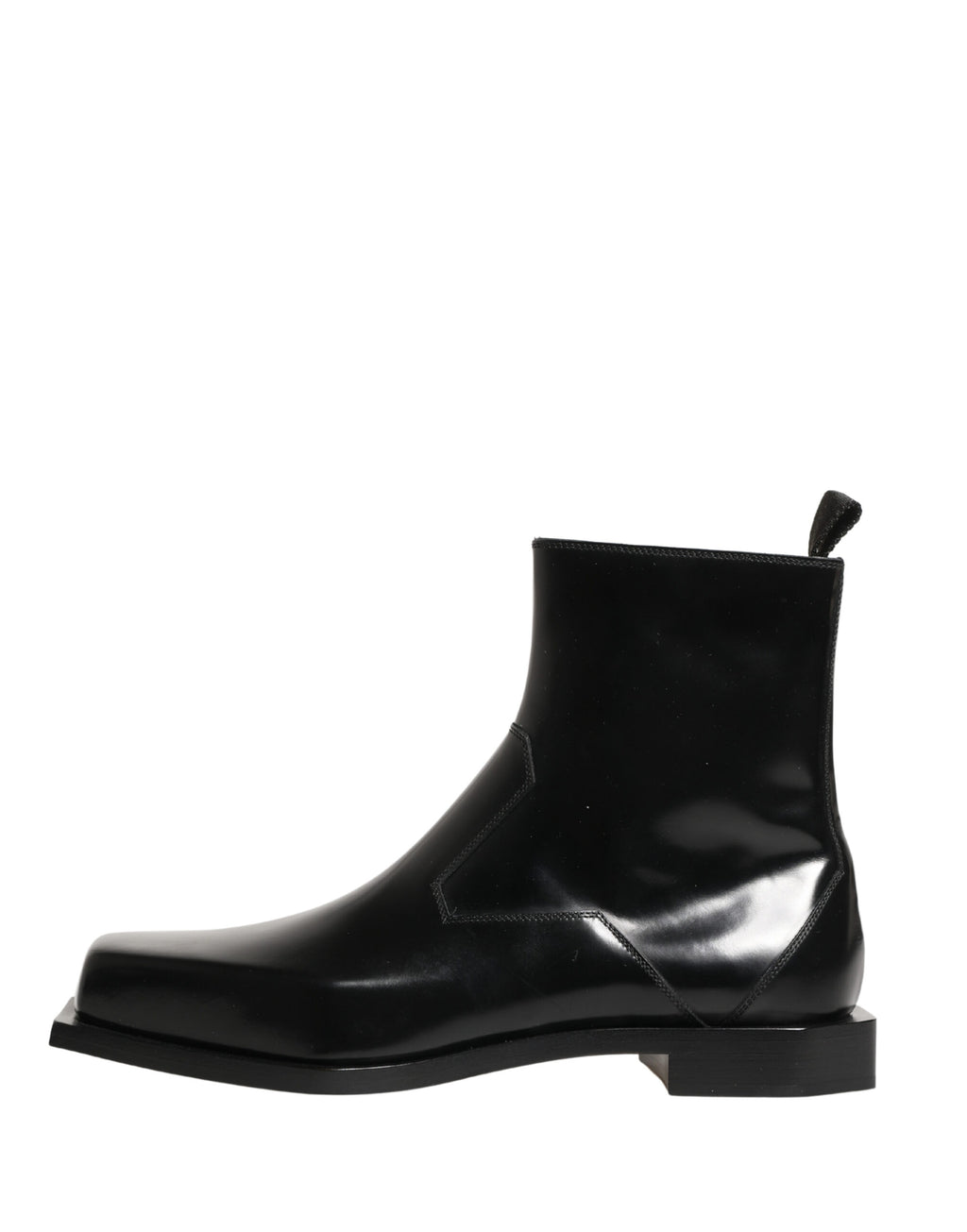 Bottines en cuir noir Dolce & Gabbana avec fermeture éclair, talon moyen et design élégant pour femme.
