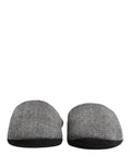 Pantoufles en cachemire gris à chevrons rouge de Dolce & Gabbana, chaussures confortables et élégantes pour hommes.