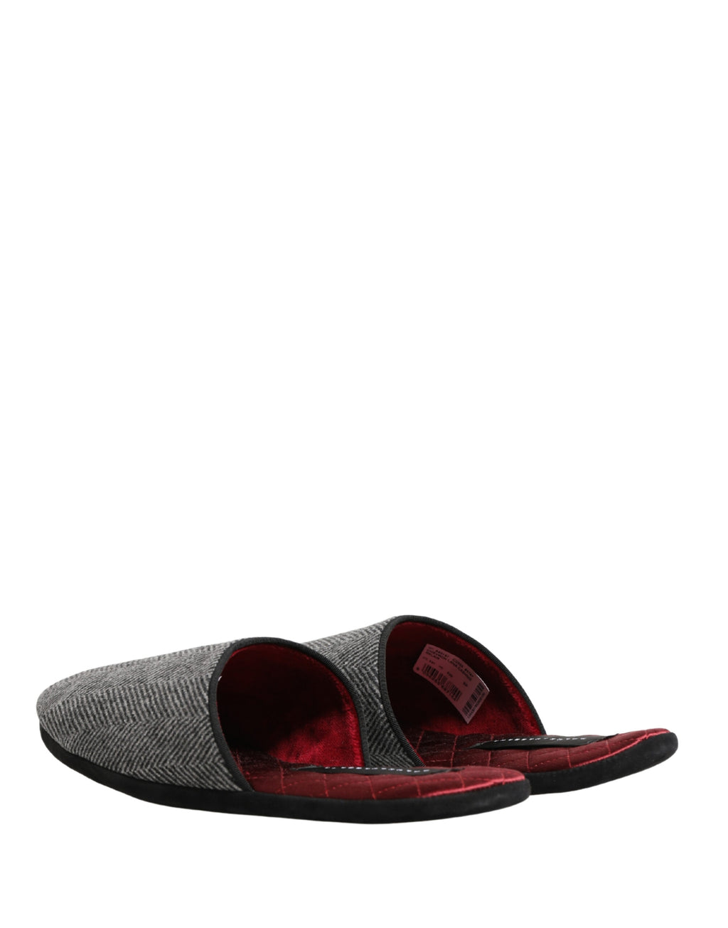 Pantoufles en cachemire gris à chevrons Dolce & Gabbana, chaussures élégantes en laine douce et confortable pour homme.