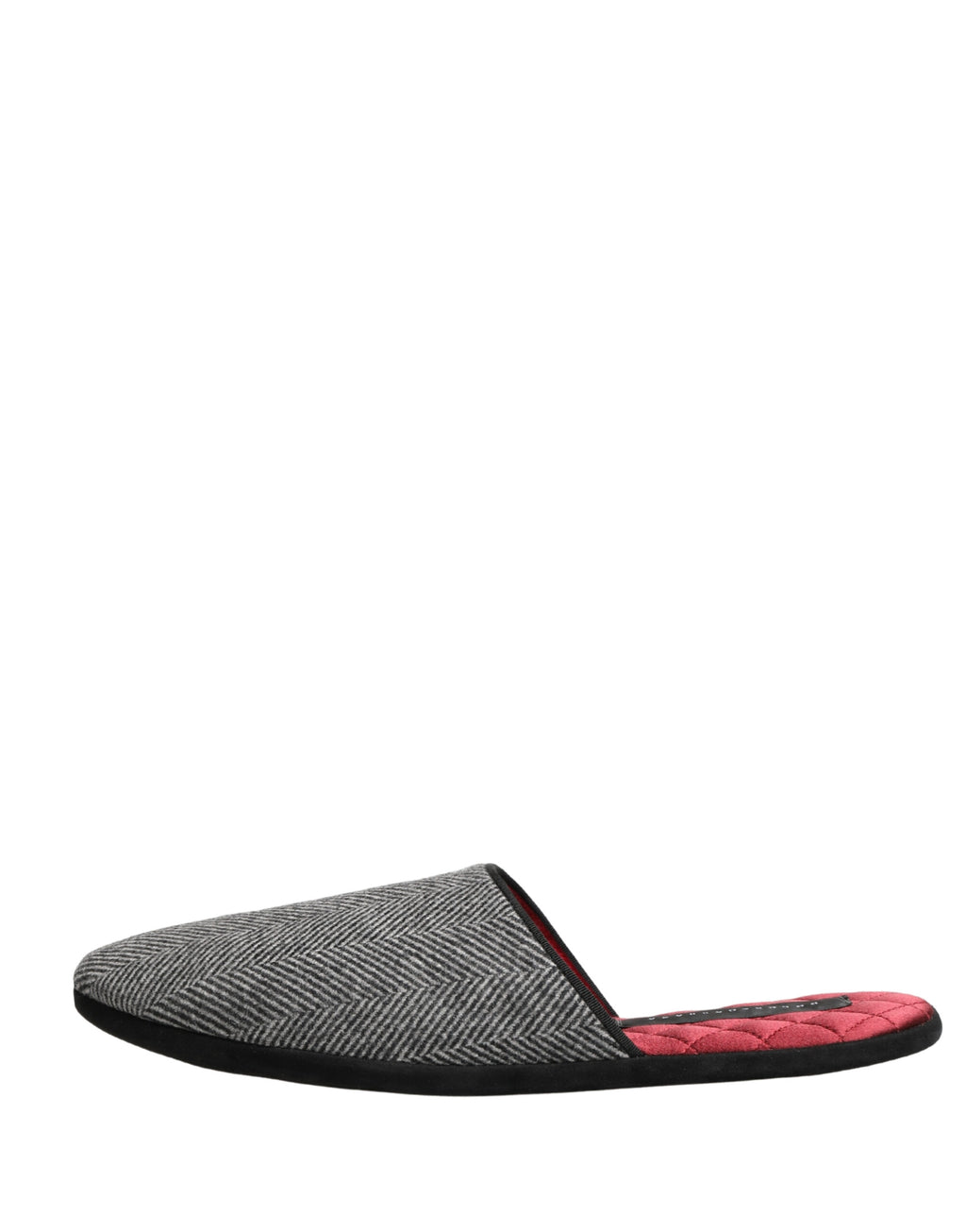 Chaussures slippers Dolce & Gabbana en cachemire gris à motif pied de poule rouge, confortables et élégantes.