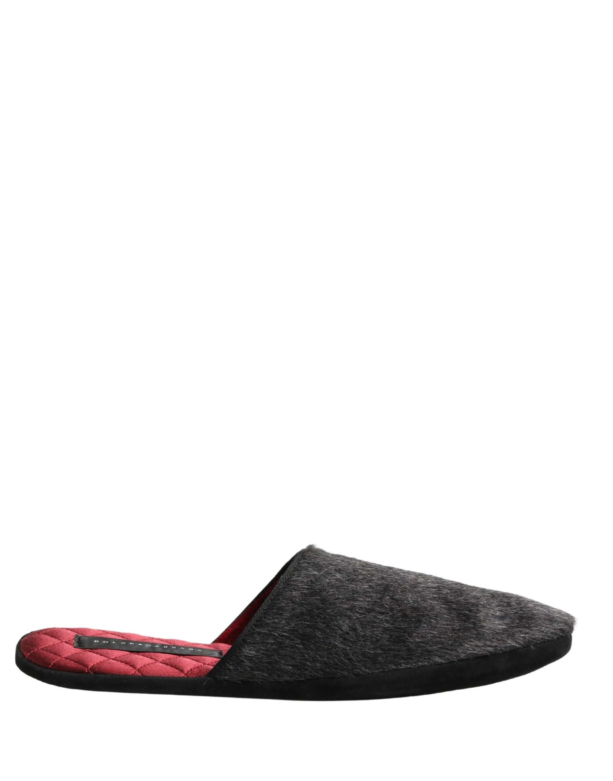 Chaussons en laine gris foncé et rouge de Dolce & Gabbana, chaussures confortables pour homme.
