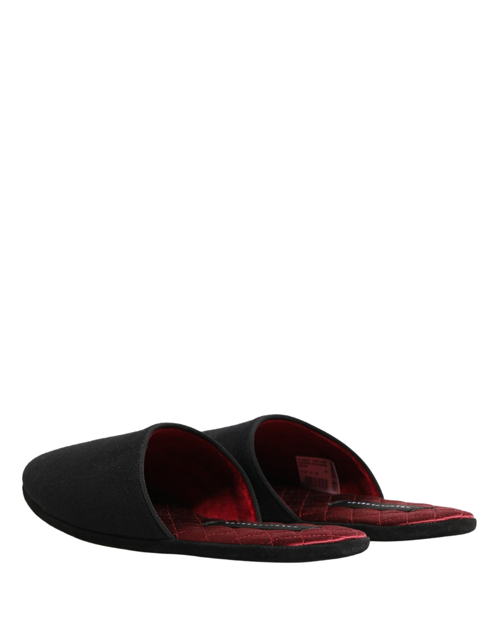 Pantoufles Dolce & Gabbana en laine et cachemire noires avec quilting rouge, confortables et élégantes.