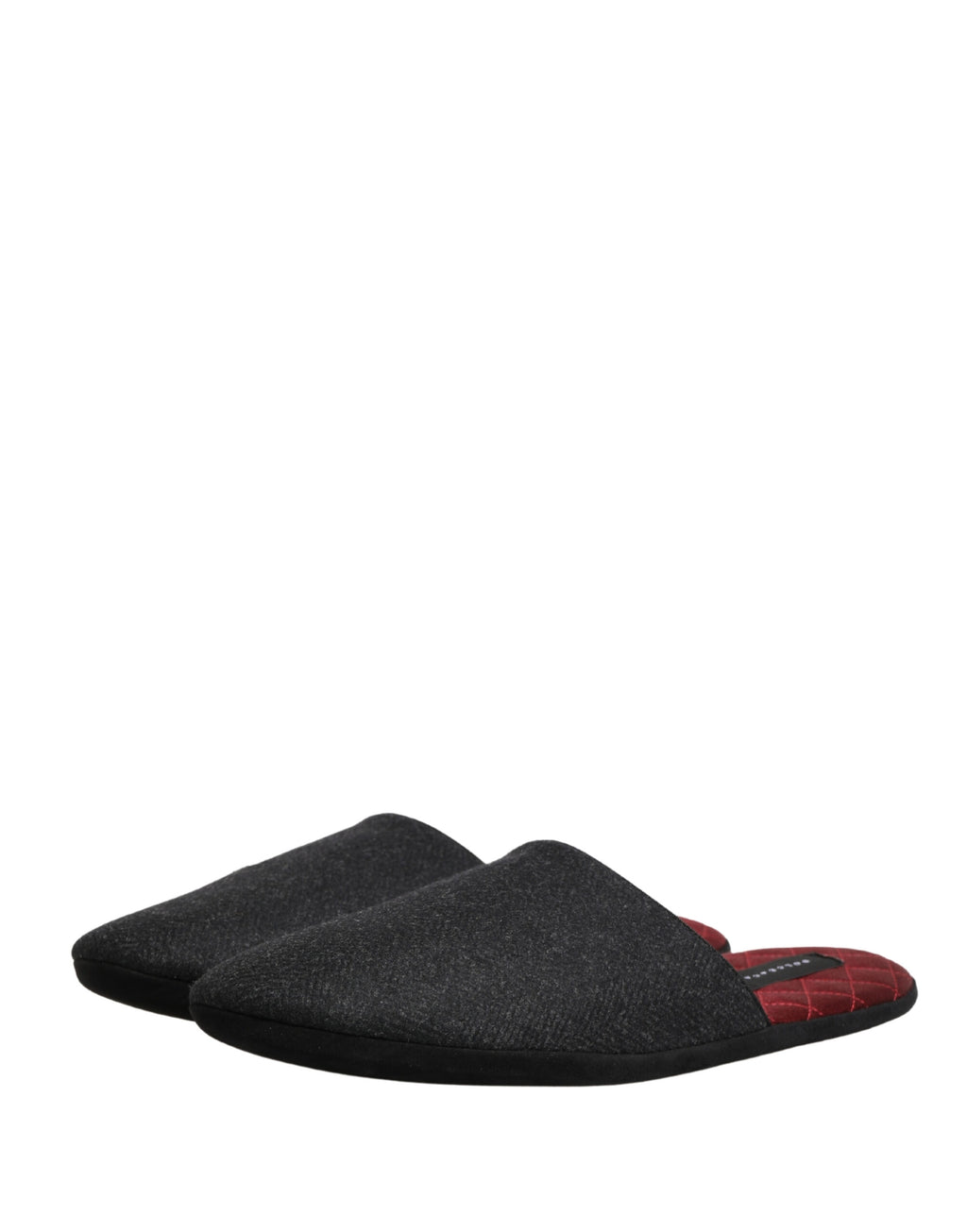 Pantoufles en laine et cachemire anthracite de Dolce & Gabbana, chaussures rembourrées et élégantes pour le confort et le style.