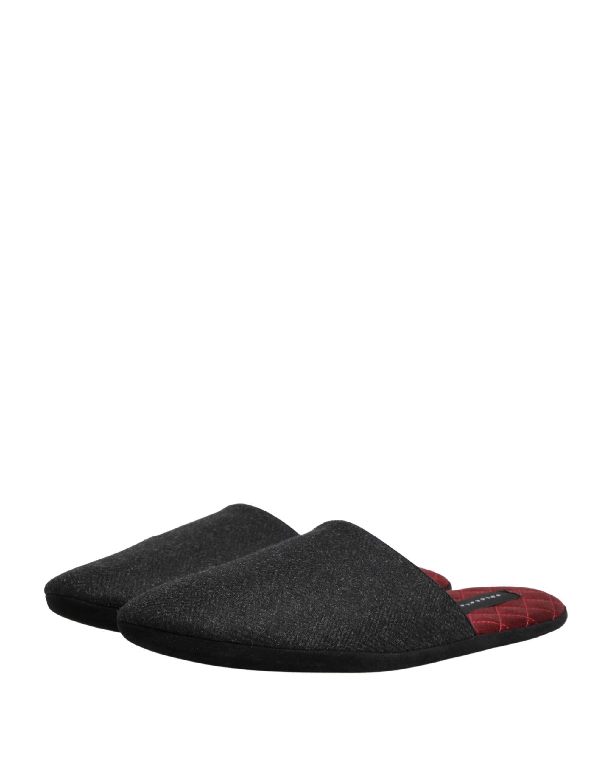 Pantoufles en laine et cachemire anthracite de Dolce & Gabbana, chaussures rembourrées et élégantes pour le confort et le style.