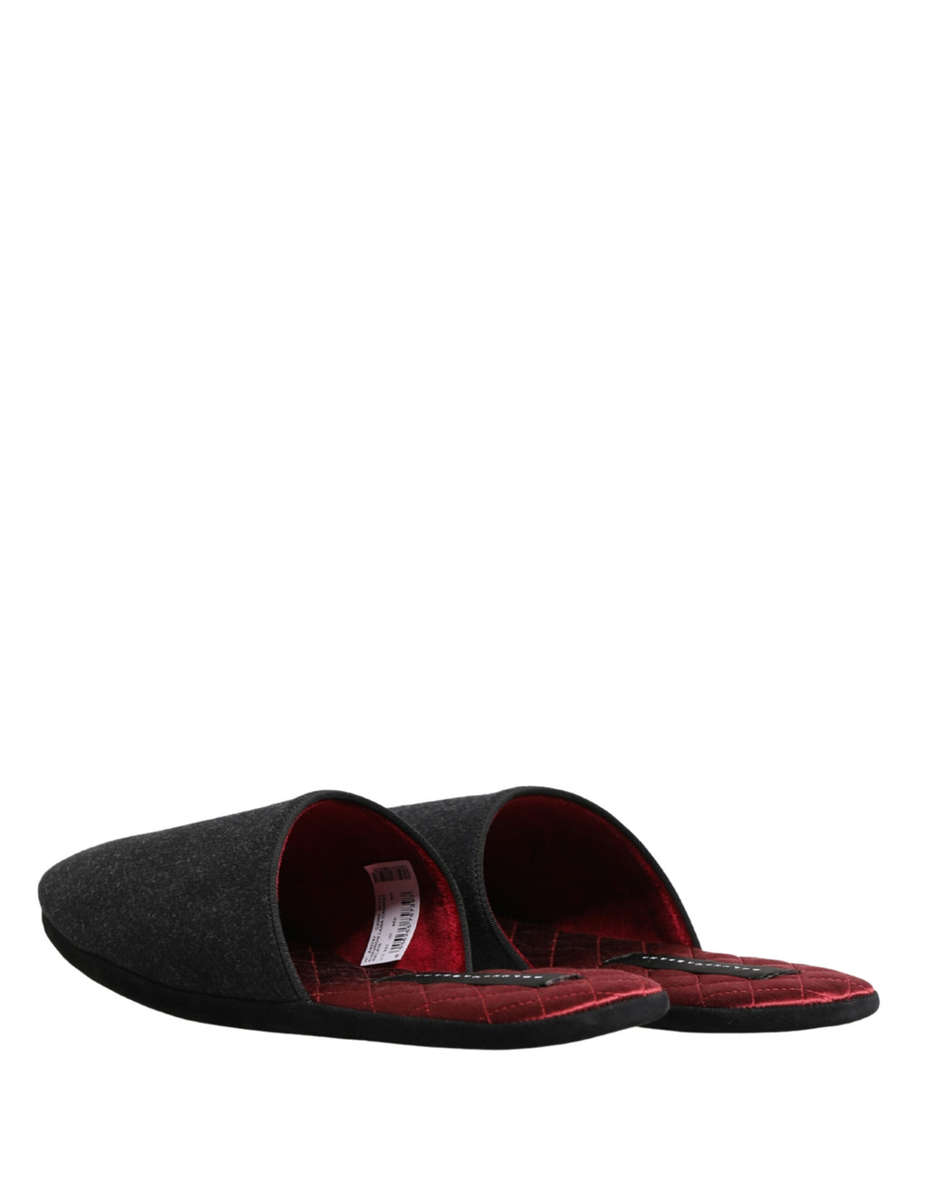 Pantoufles en laine et cachemire anthracite de Dolce & Gabbana, chaussures matelassées élégantes pour homme.