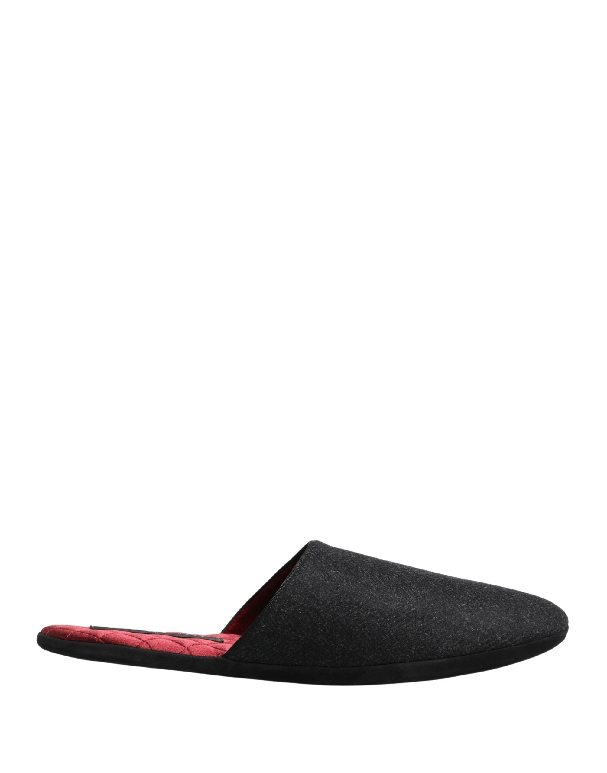 Chaussures slippers en laine et cachemire anthracite de Dolce & Gabbana, style matelassé et confort élégant.