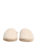 Chaussures Dolce & Gabbana en laine Shetland beige avec motif à carreaux rouges et semelle rembourrée, pantoufles confortables.