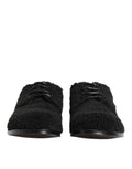 Chaussures Riccio en shearling noir pour homme de Dolce & Gabbana, derby élégantes avec détails en cuir.