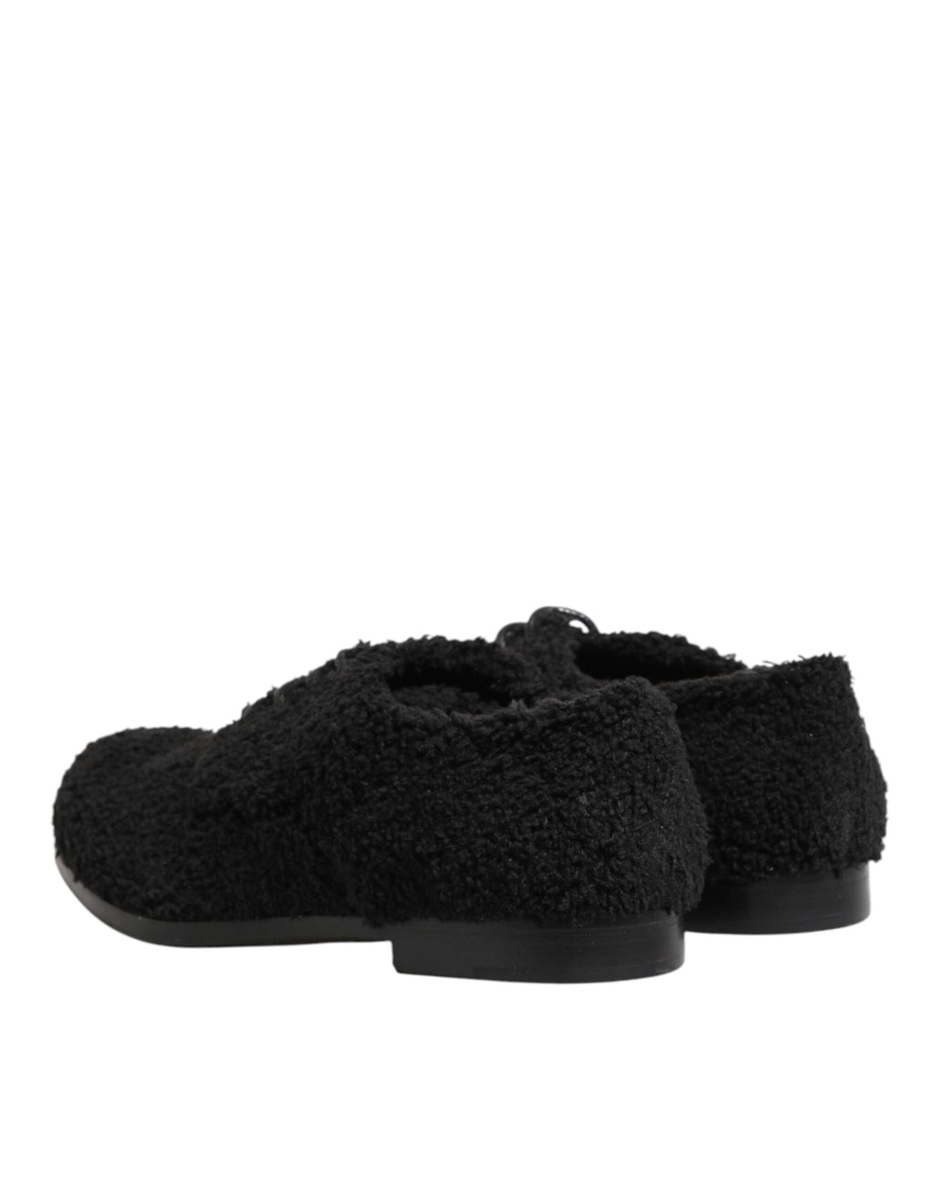 Chaussures Riccio en shearling noir pour homme de Dolce & Gabbana, derby élégantes et confortables.