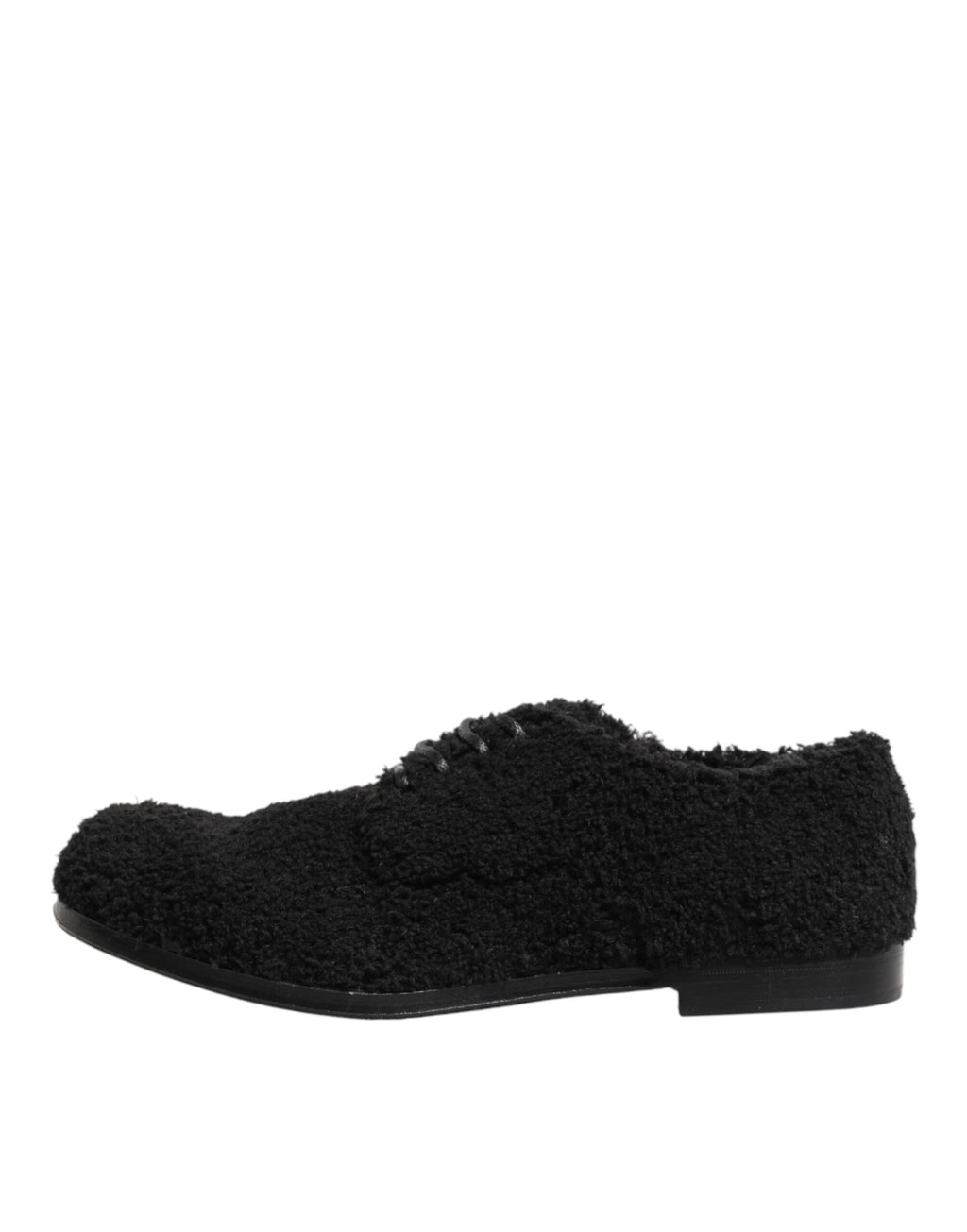 Chaussures Riccio en shearling noir pour homme de Dolce & Gabbana, derby élégantes et confortables.