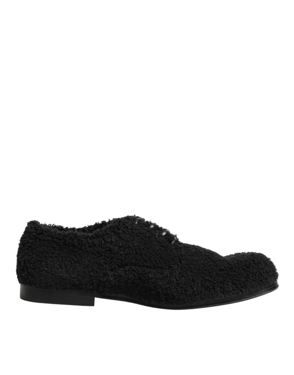 Chaussures Riccio en shearling noir pour homme de Dolce & Gabbana, derby élégantes et confortables.